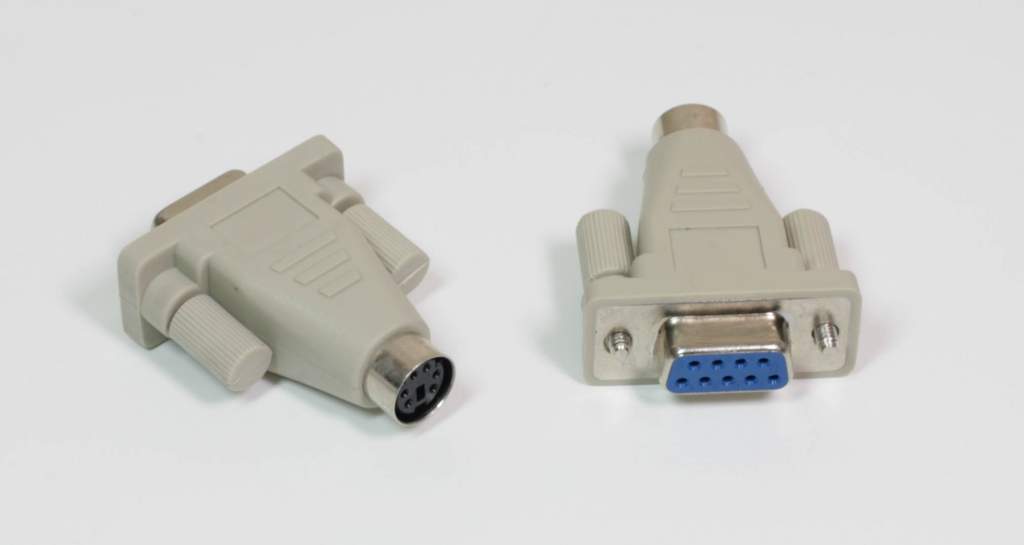 PS/2 MiniDin6 Female to DB9 Serial Female Mouse Adapter Beige